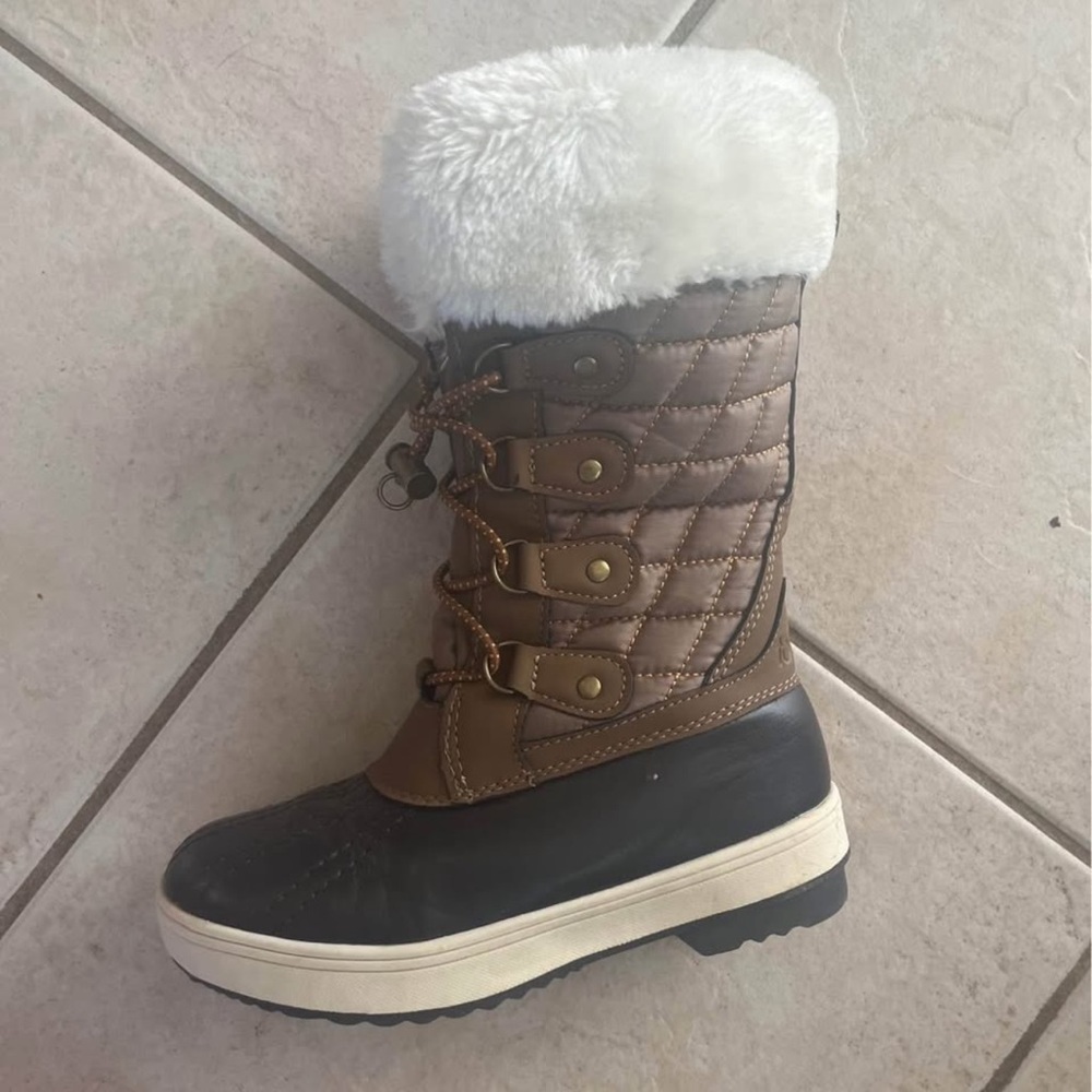 Totes Kids Quilted Boots - Brown and Black